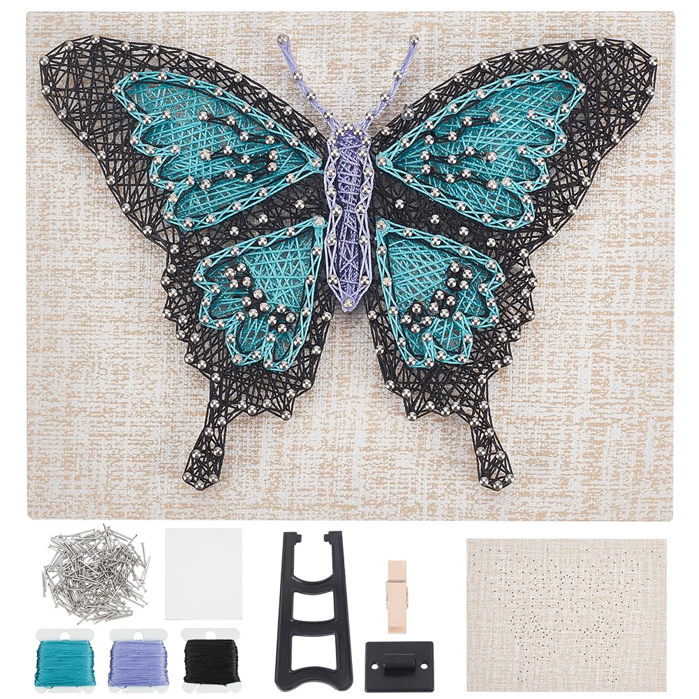 WEBEEDY DIY Blue Butterfly String Art Kit for Adults Beginners 3D Animal String Art Crafts Kit,Arts Crafts Kit Include All Necessary Accessories and Frame,Home Wall Decor Christmas Unique Gift WEBEEDY