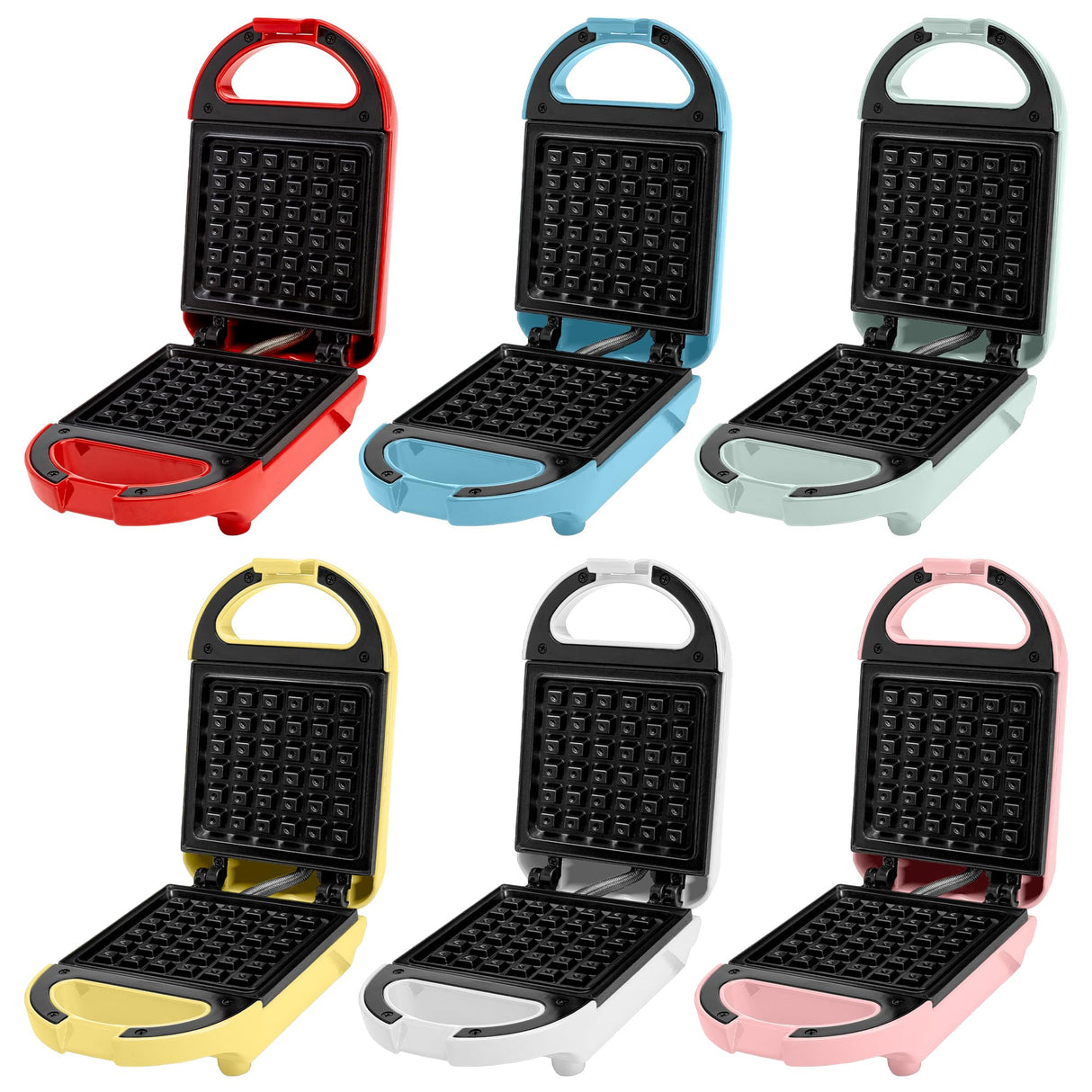 Tasty Mini Nonstick Waffle Maker, Perfect for Individual Waffles, Hash Browns, Brownies and more, Quick Results, Easy Clean Up, 600W, Blue Tasty