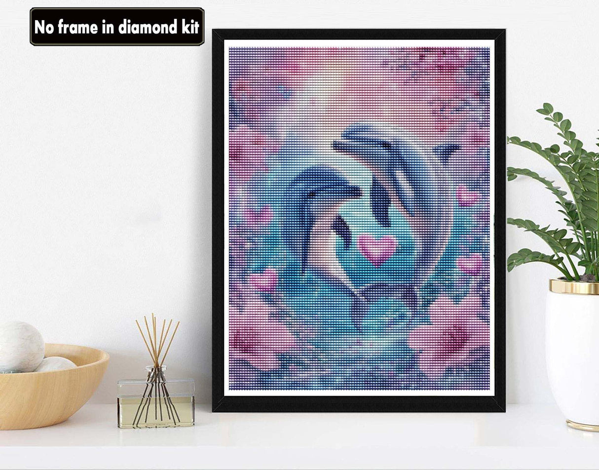 VAIIEYO 5D DIY Diamond Art Kits for Adults Dolphin, Diamond Painting Animal Fish Love, Paint by Numbers Full Drill Round Rhinestone Craft Canvas for Home Wall Decor Gift 12x16 inch-9 VAIIEYO