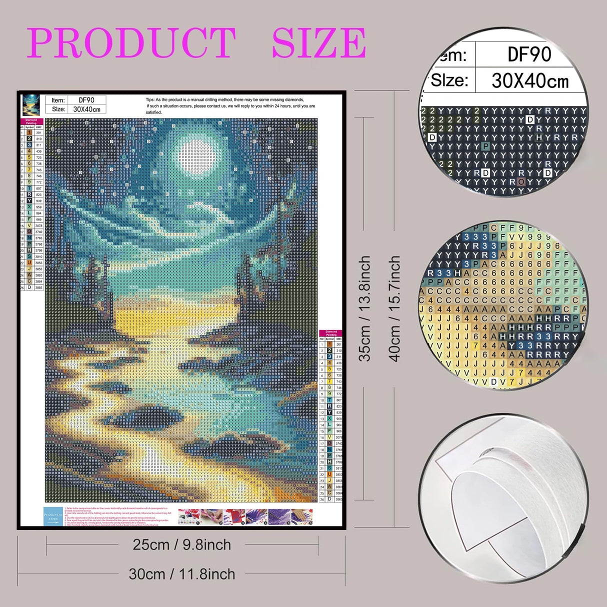 Moon Beach Diamond Art Kit for Adults,5D Full Drill Round Diamond Dot Painting for Beginners,DIY Paint with Diamond Beach Gem Art Painting Adult Crafts for Wall Decor 12x16Inch DIYDECORFUN