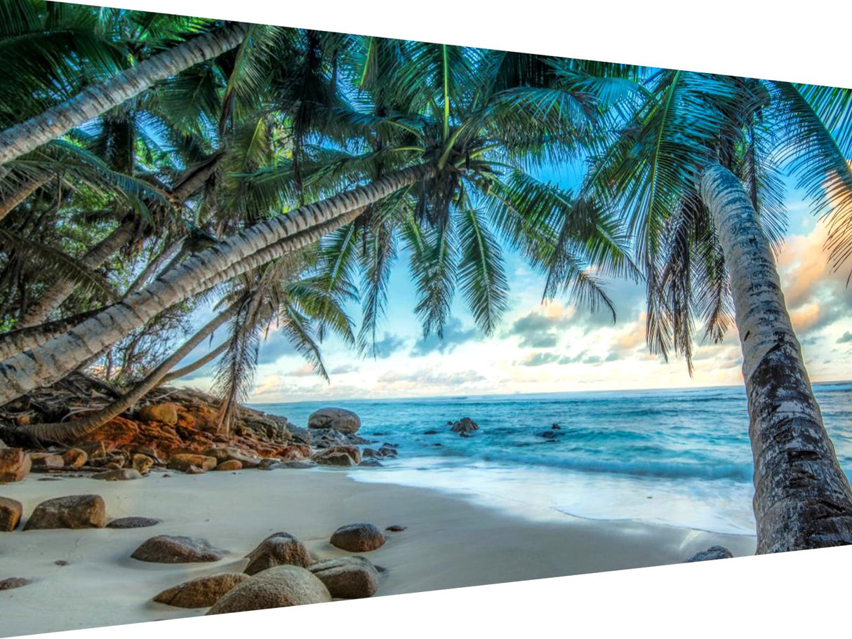 Yunnuo Landscape Diamond Painting Kits for Adults, DIY 5D Beach Diamond Art, Diamond Painting Cocos Scenery,Large Sea Diamond Dot Painting for Home Wall Decor and Gift(15.7x27.5inch) Yunnuo