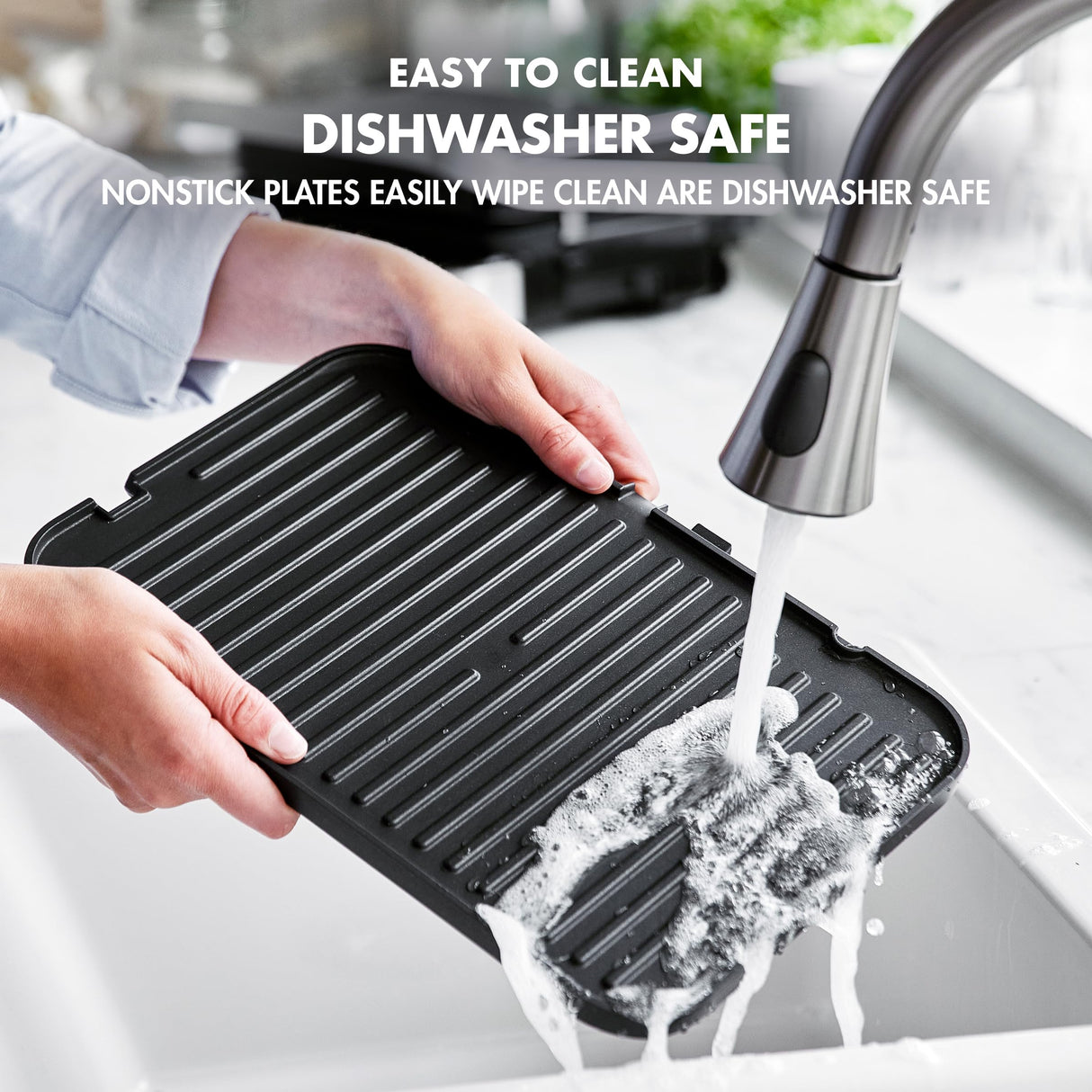 GreenPan Electric Indoor Stainless Steel 6-in-1 Contact Grill and Griddle, Healthy Ceramic Nonstick, Dishwasher Safe Reversible Plates, PFAS-Free GreenPan