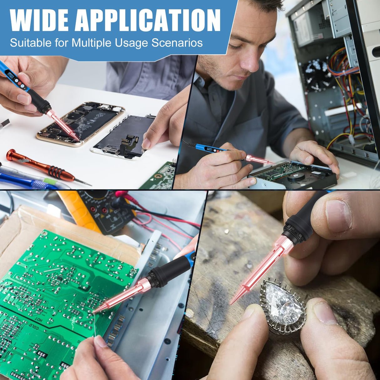 ANBES Soldering Iron Kit, 90W 110V Fast Heat up LCD Digital Soldering Gun kit with Ceramic Heater, 10 in 1 Adjustable Temperature Soldering Kit with Automatic Sleep Mode ANBES