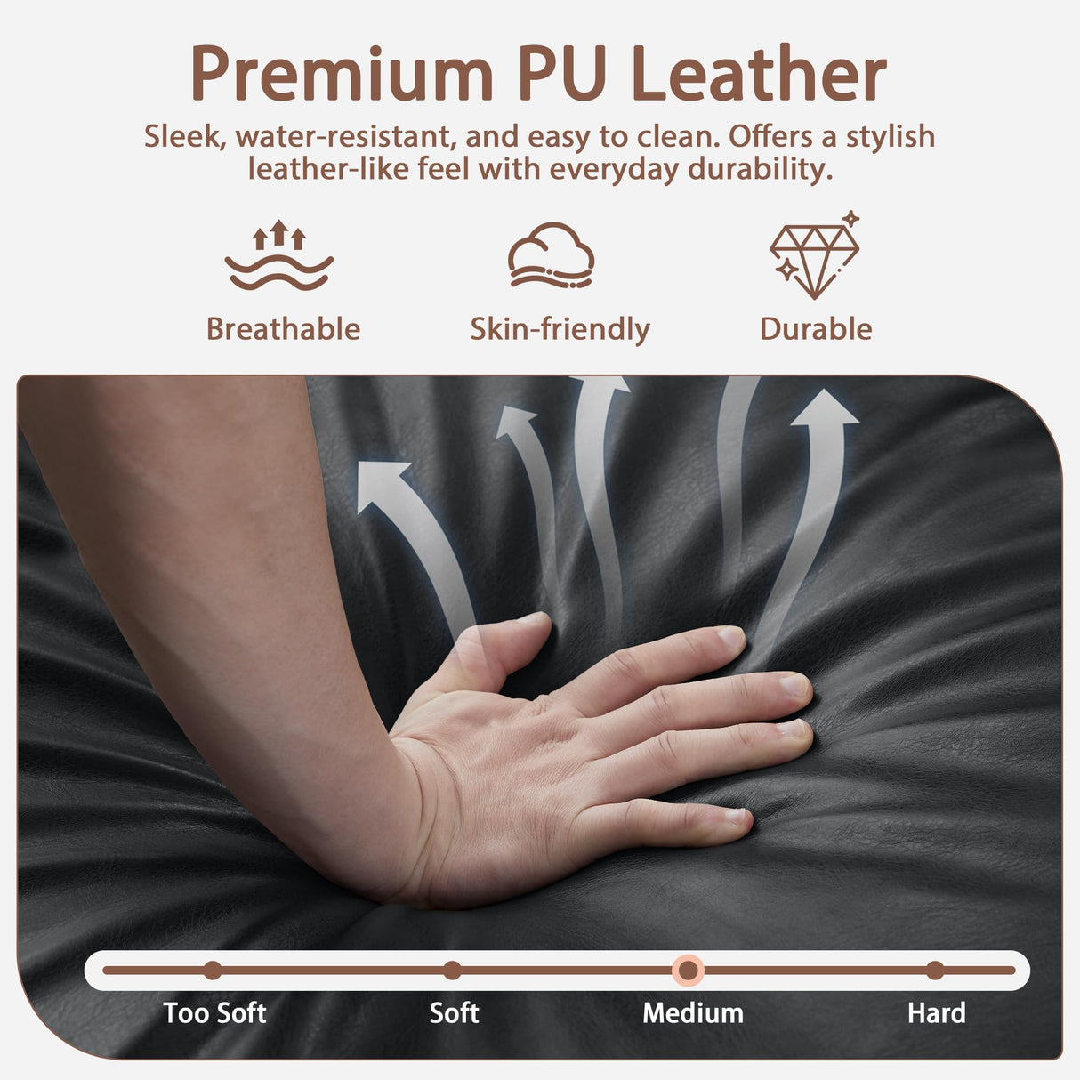 AVZEAR Chesterfield L Shaped Sofa Modular, Sectional Leather Couch with Ottoman and Pillow, Modern Sofa Bed PU Deep Seat Sofas Living Room Furniture Sets for Living Room, Bedroom and Apartment, Black AVZEAR