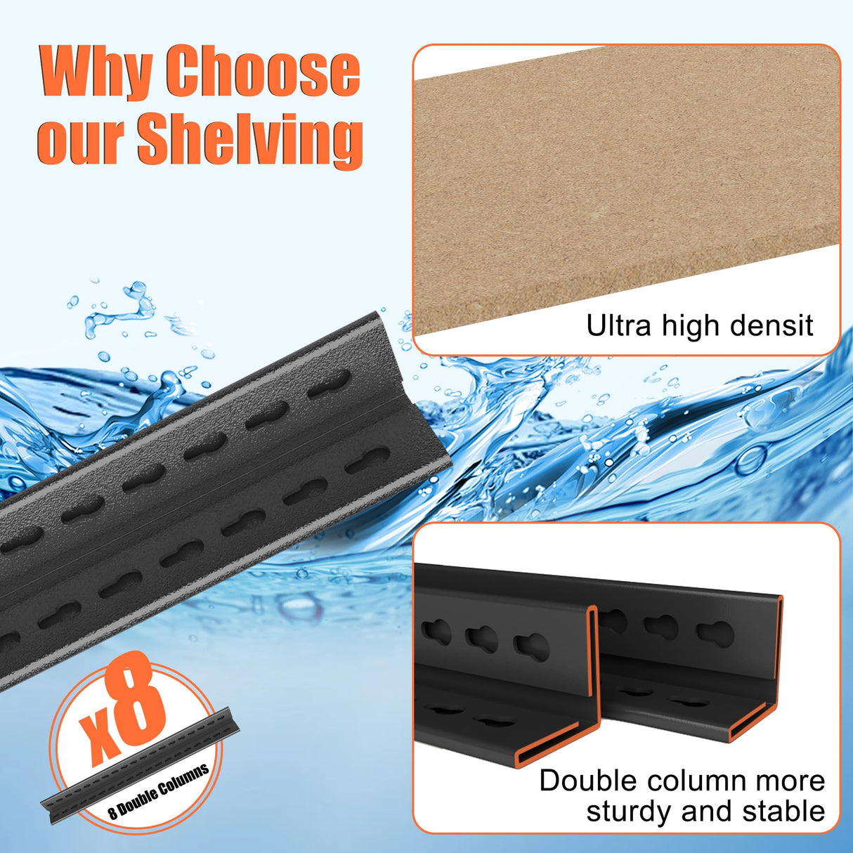 ErgoNova 4 Tier Garage Shelving Wood Storage Shelves 4000 lb Load Capacity Adjustabl Shelf Units 45.6" H*23.6" W*11.8" D Metal Shelving Suitable for Basement Warehouse Pantry,Black ErgoNova