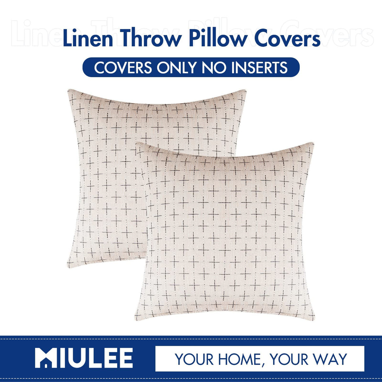 MIULEE Burlap Linen Decorative Throw Pillow Covers Pack of 2 Modern Farmhouse Pillowcases Rustic Woven Textured Cushion Cover for Sofa Couch Bed 20x20 Inch Greyish White MIULEE