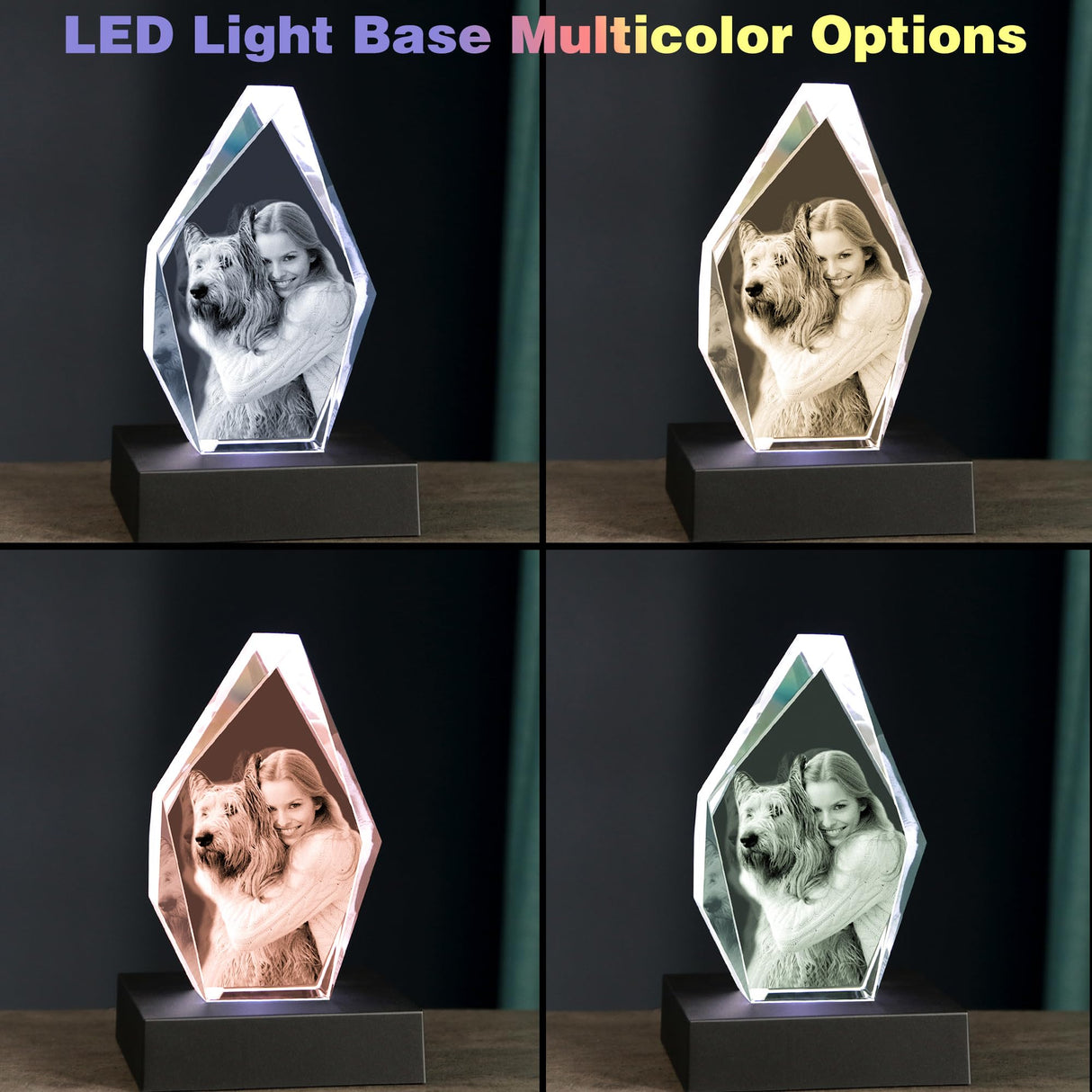 zeiniyio Personalized Dog Memorial Gifts, Custom Pet 3D Crystal Photo,Pet Memorial,3D Engraved Crystal Keepsake Gift, Dog Photo Frame,Personalized Gift for Birthday zeiniyio