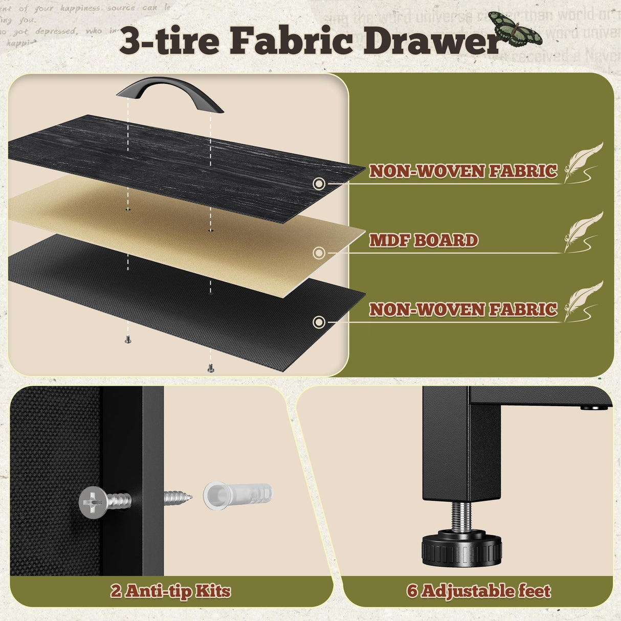 Romorgniz 55" W Dresser for Bedroom with 9 Drawers, LED TV Stand with Power Outlets for 45, 55, 65 Inch TV, Sturdy Long Chest of Drawers with Extra 2 Wooden Shelves, Grain Black Romorgniz