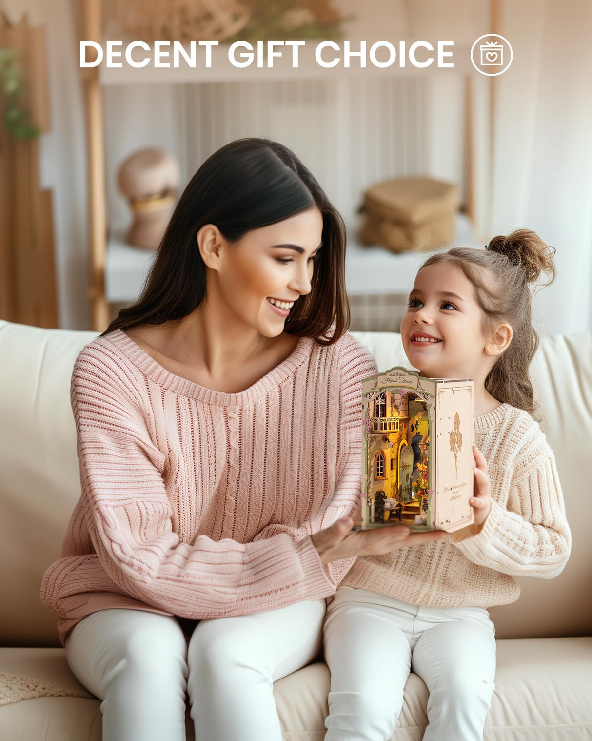 Rolife DIY Book Nook Kits for Adults, Miniature Dollhouse Booknook Kit for Home Room Decor, 3D Wooden Puzzle with LED, Flower Corner Creative Bookends Bookshelf Diorama Insert Rolife