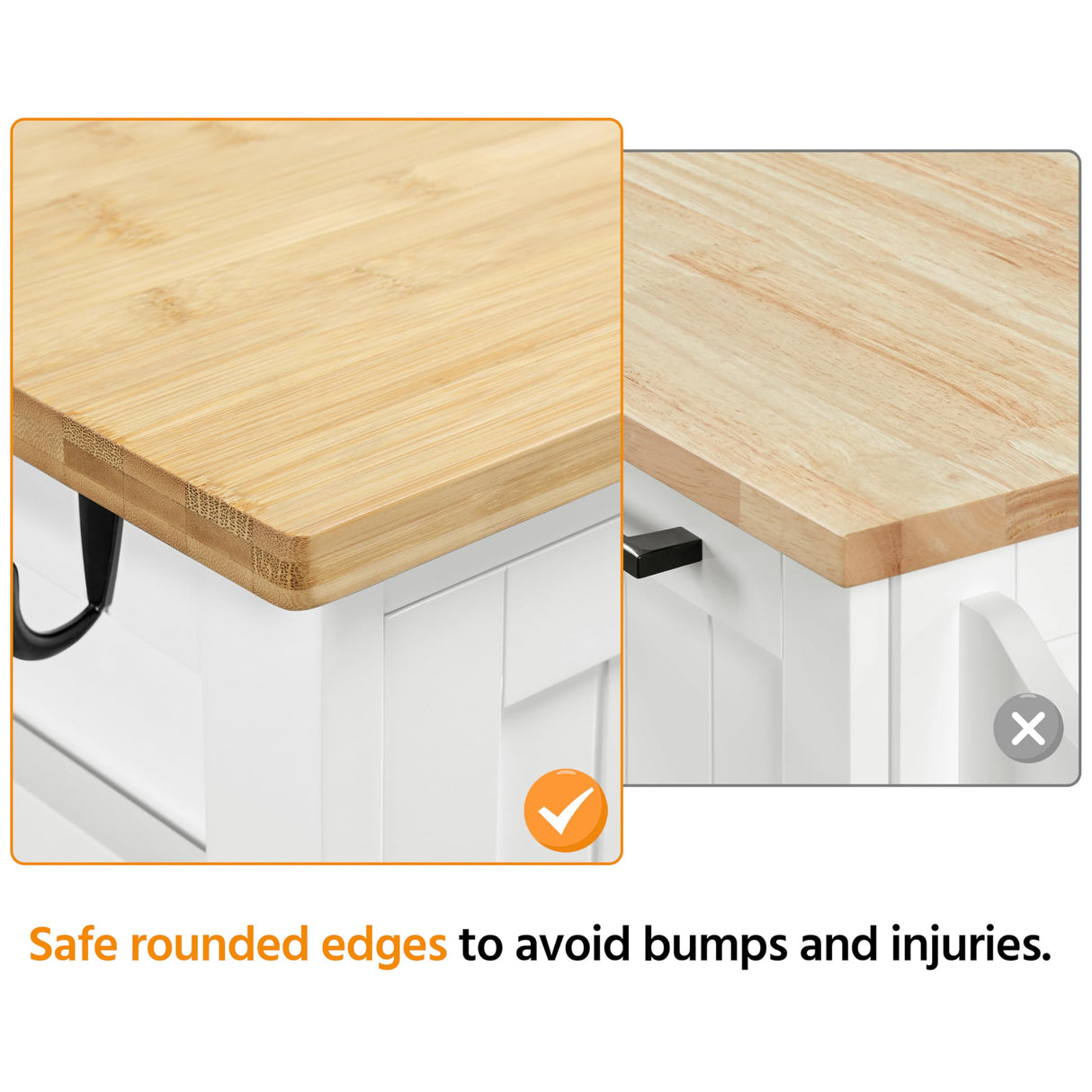 Yaheetech Kitchen Island Cart on Wheels with Bamboo Countertop, Rolling Serving Utility Trolley Cart with 3 Drawers, 3 Removable Shelves & Lockable Casters, Storage Cabinet for Dining Room, Bar, White Yaheetech