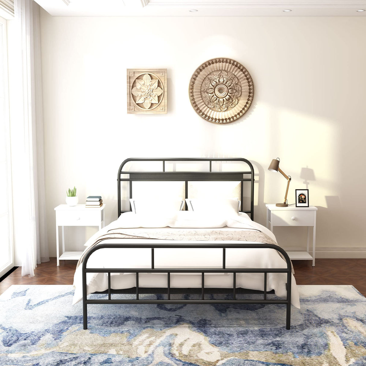 KAI-ROAD White Nightstands Set of 2, Small Night Stand Set 2 with Drawer and Shelf Storage for Bedroom, Dorm, Modern KAI-ROAD