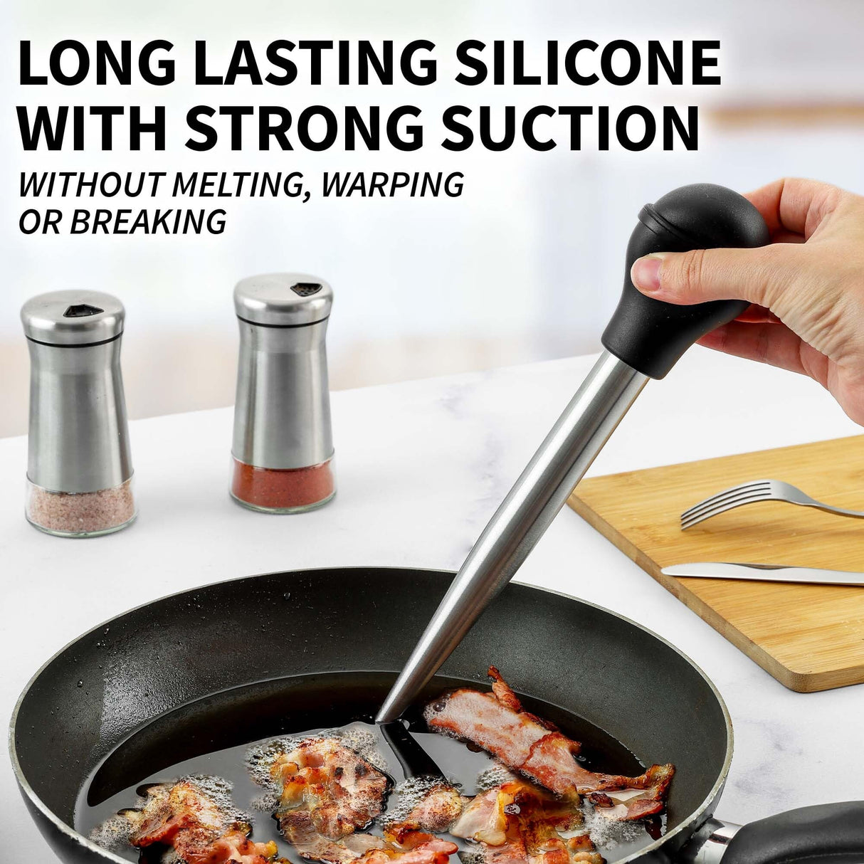 Zulay Kitchen Stainless Steel Turkey Baster for Cooking - Food Grade Metal Turkey Baster Syringe & Silicone Suction Bulb - Turkey Baster Large Size - Includes 2 Detachable Needles and Cleaning Brush Zulay Kitchen