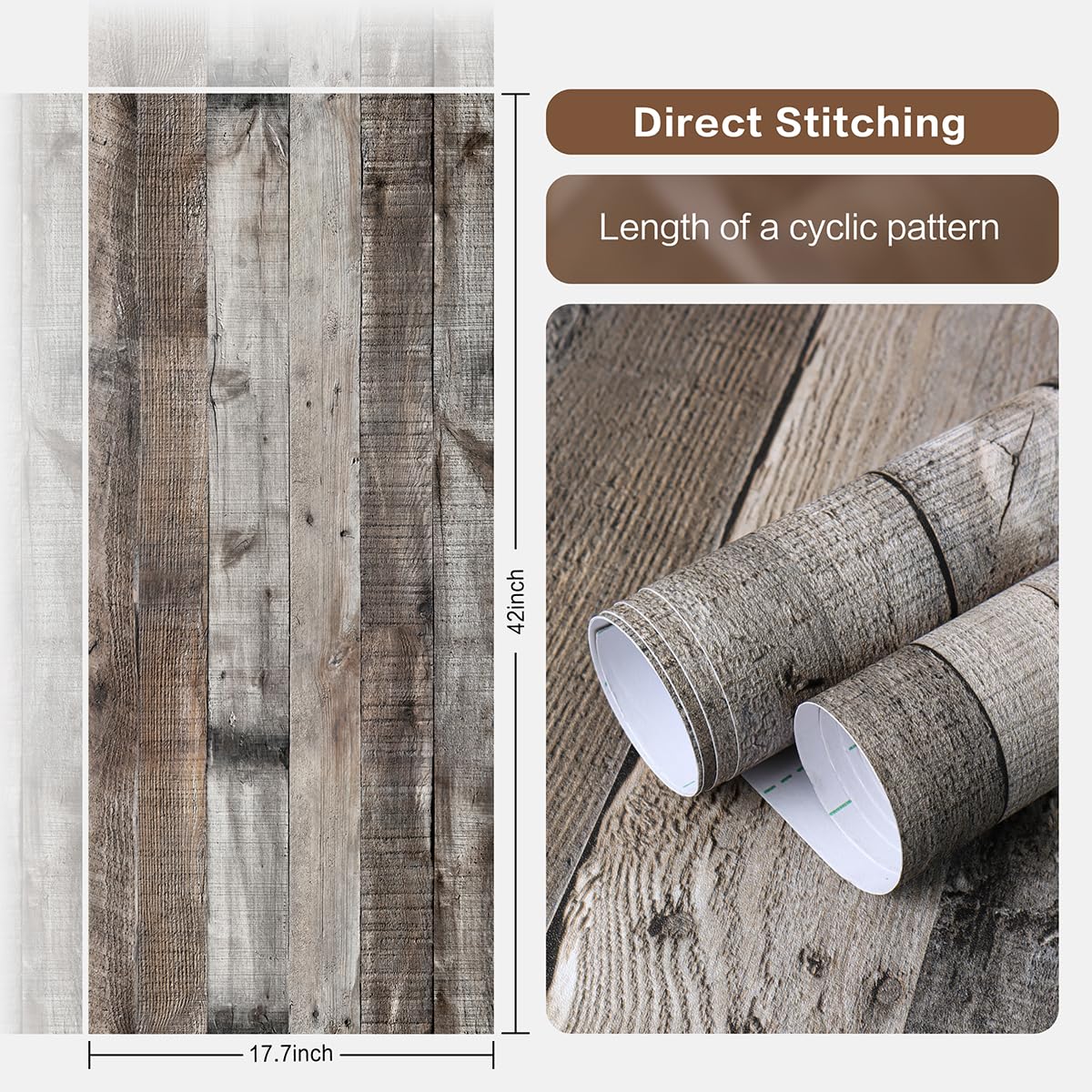Livebor Gray Shiplap Peel and Stick Wallpaper Wood Contact Paper 17.7”x 590.5” Distressed Wood Wallpaper Peel and Stick Wooden Wall Gray Contact Paper Rustic Shiplap Plank for Walls and Countertops Livebor