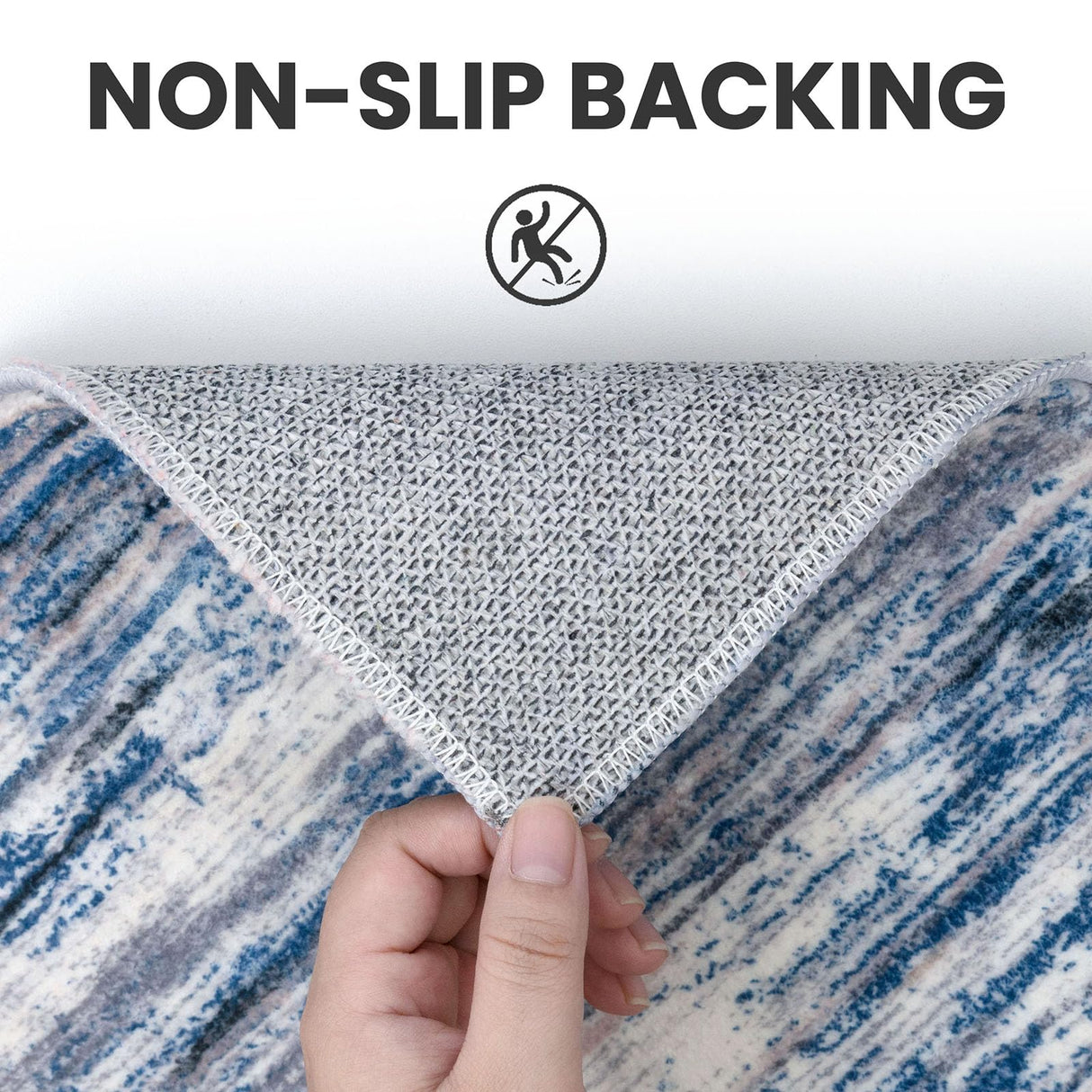 SIILOOM 2x6 Navy Blue Gray Neutral Multi Modern Abstract Runner Rug for Hallways, Super Soft Hallway Decor Kitchen Rugs with Non-Slip, Non-Shedding Washable Rug for Hallways Entryway Bedroom Indoor SIILOOM