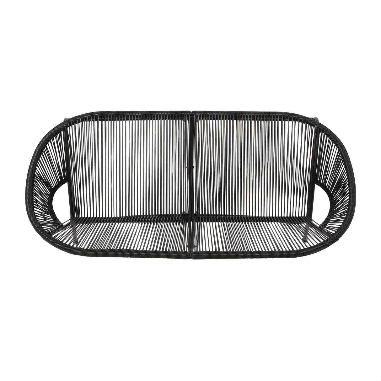 GDFStudio Patio Loveseat All-Weather Rattan 2 Seater Sofa Outdoor Patio Furniture Set for Balcony Poolside Backyard, Black GDFStudio