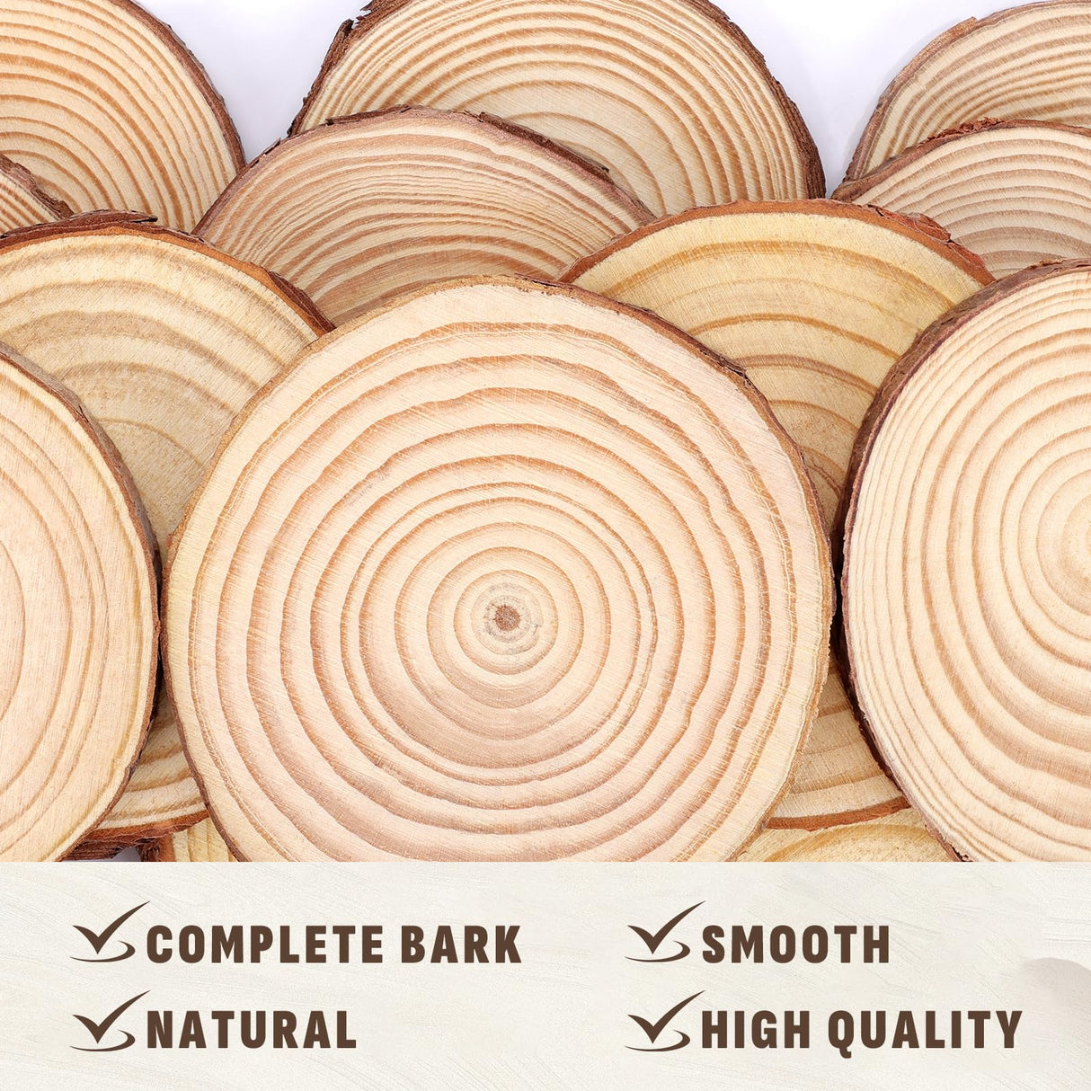 FUMILE Unfinished Natural Wood Slices 5.1-5.5 Inch, 10 PCS Round Wooden Discs with Tree Bark, Wood Slices for Centerpieces for Handmade Crafts, Wood Circles for Rustic Wedding Decoration FUMILE