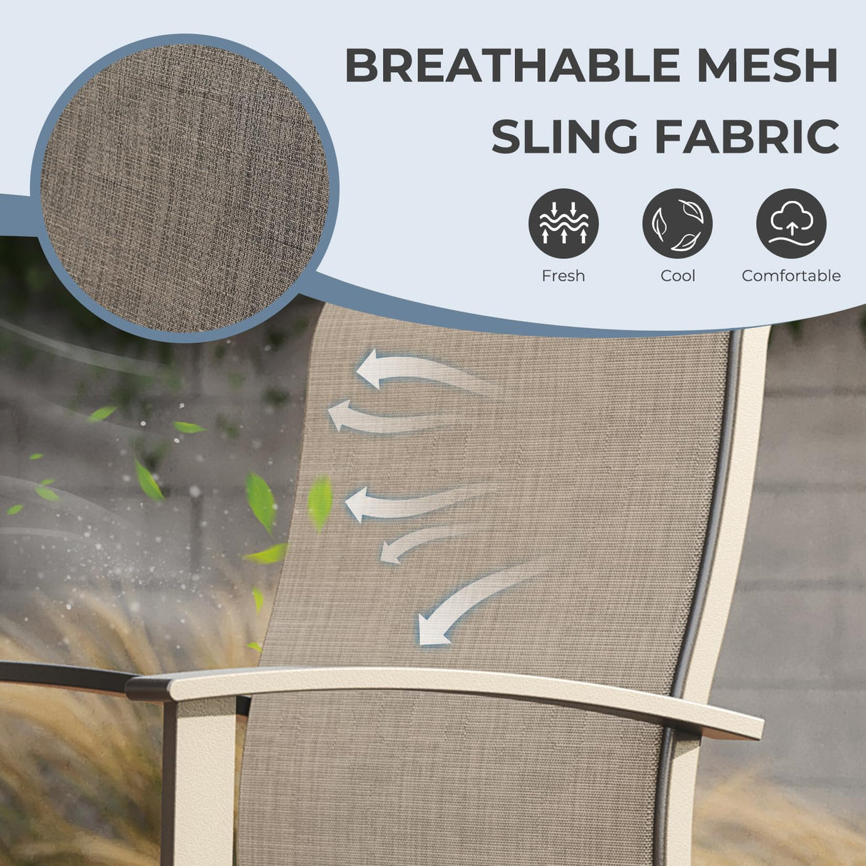 Grand Patio 5-Piece Swivel Bar Set with Ice Bucket - Faux Wood Grain Dining Table for Outdoor Spaces Grand patio