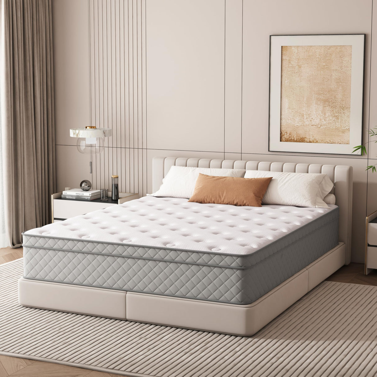 PurrJoys Queen Mattress, 12 Inch Cooling-Gel Memory Foam and Pocket Spring Hybrid Mattress, Queen Bed Mattress in a Box, CertiPUR-US Certified, Medium Firm, Queen Size Mattress PurrJoys