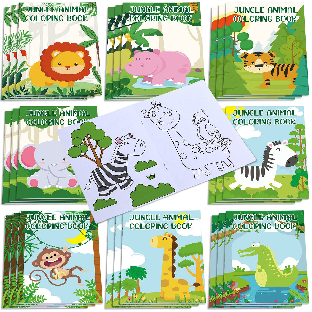 Honoson 24 Pcs Kids Coloring Books Animals Truck Coloring Books Bulk Jungle Animals Party Favors Mini DIY Art Drawing Pages for Birthday Gifts Classroom Jungle Party Supplies(Cartoon Style) Honoson