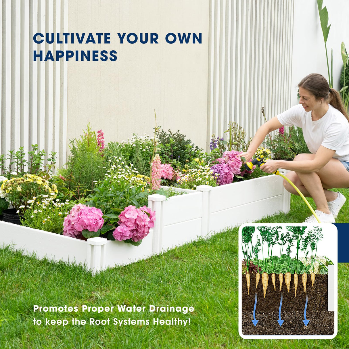 PASAMIC Durable Vinyl Raised Garden Bed, 6x3x1ft Raised Bed for Gardening, Planter Box with Open Bottom, Raised Garden Bed Outdoor, DIY Above Ground Garden Bed for Fruit, Vegetables, Herbs PASAMIC