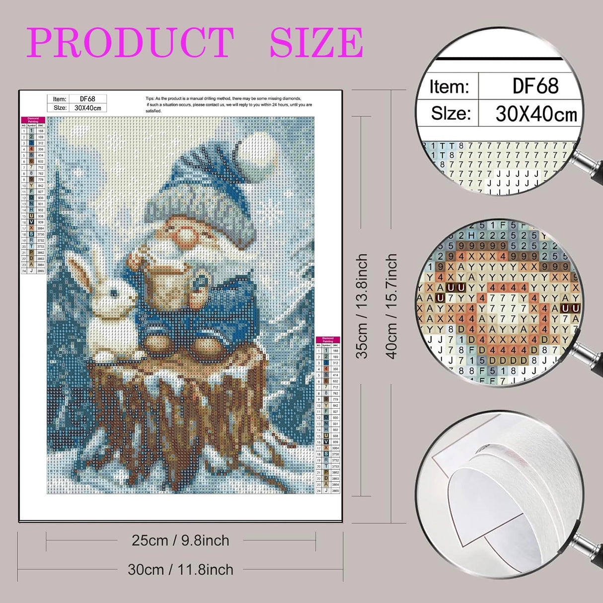 Gnome Diamond Art Kits for Adults,5D Diamond Art Painting for Beginner,Full Round Drills Winter Forest Painting with Diamonds,DIY Crafts Rabbit Gem Art for Wall Decor 12 X 16 in DIYDECORFUN