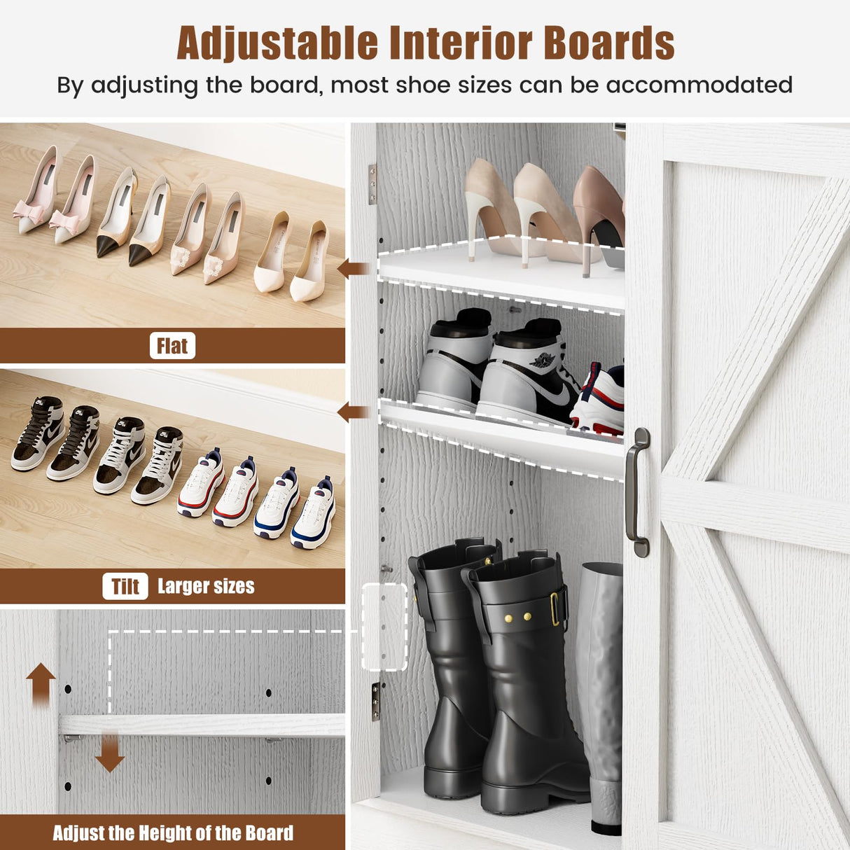 ALLSTAND 6-Tier Shoe Cabinet with Doors, Entryway Shoe Rack Shoe Storage Cabinet with Adjustable Shelves & Anti-tip Fitting, Farmhouse Shoe Cabinet Storage for Entryway, Living Room, Closet ALLSTAND