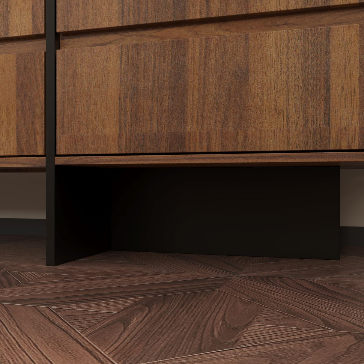 ECACAD 70.9" Dresser with 12 Handleless Drawers, Mid-Century Modern Chest of Drawers with Slide Rails, Wooden Storage Dresser for Bedroom Living Room, Brown & Black ECACAD