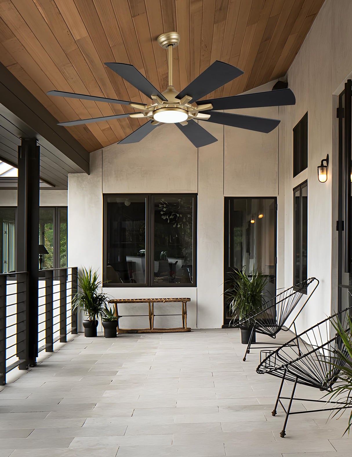 Curve Curio 60 Inch Ceiling Fans with Lights, Black and Gold Modern Ceiling Fan with Remote Control for Living Room Kitchen, 3 CCT, 6 Speed Reversible DC Motor Curve Curio