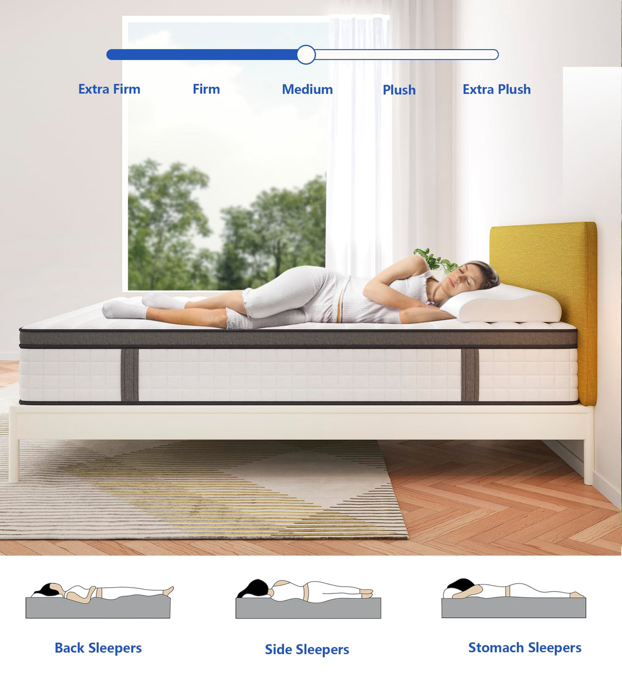 elitespace Full Size Mattress,10 Inch Full Mattress in a Box,Hybrid Memory Foam Full Size Mattresses,Medium Firm Soft and Comfort White Mattress,CertiPUR-US. elitespace