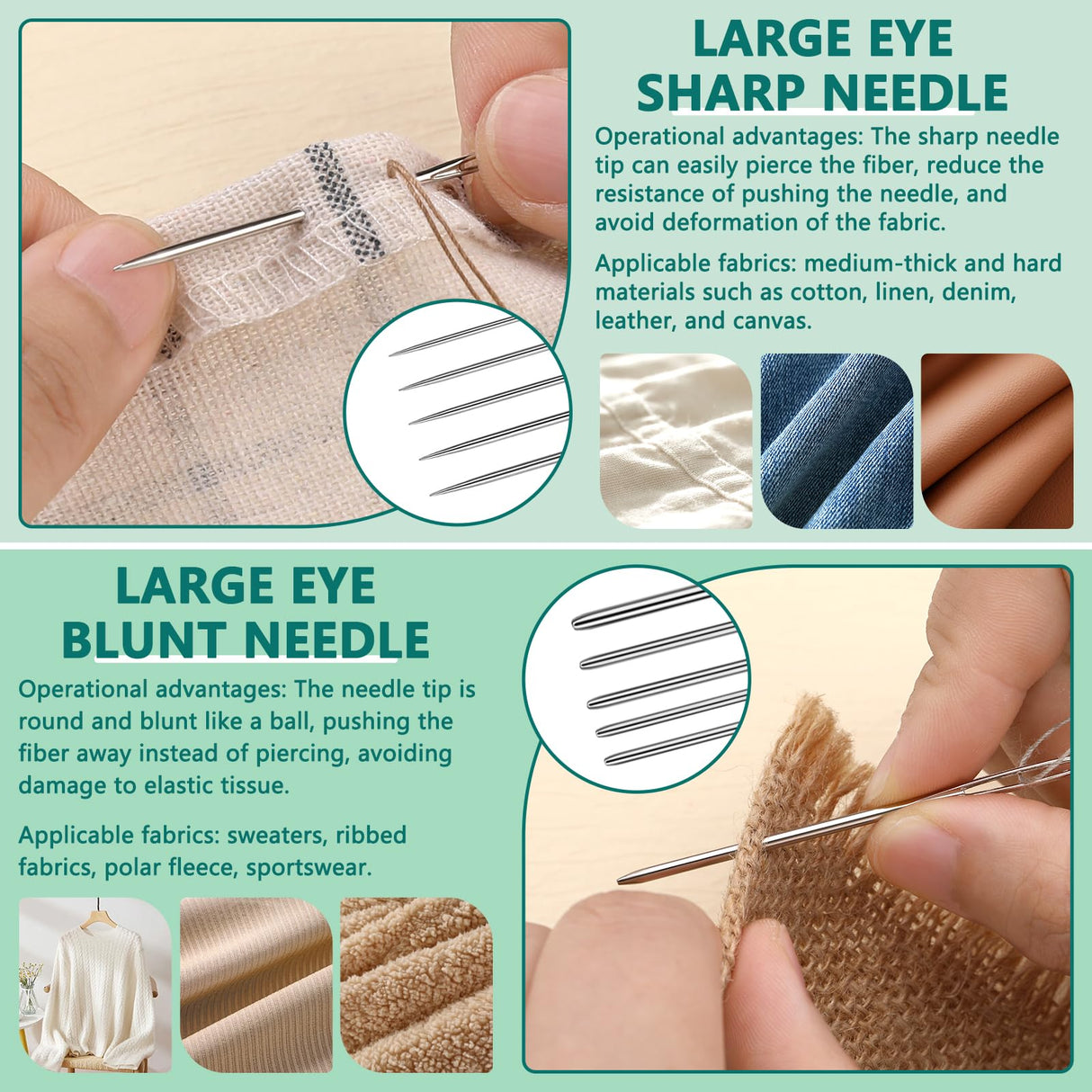 Bupete 65 Pcs Large Eye Blunt Needles Set, 12 Sizes Large Eye Sewing Needles, Tapestry Needles, Yarn Needles with Threaders, Embroidery Needles for Hand Sewing for Knitting Sewing Bupete