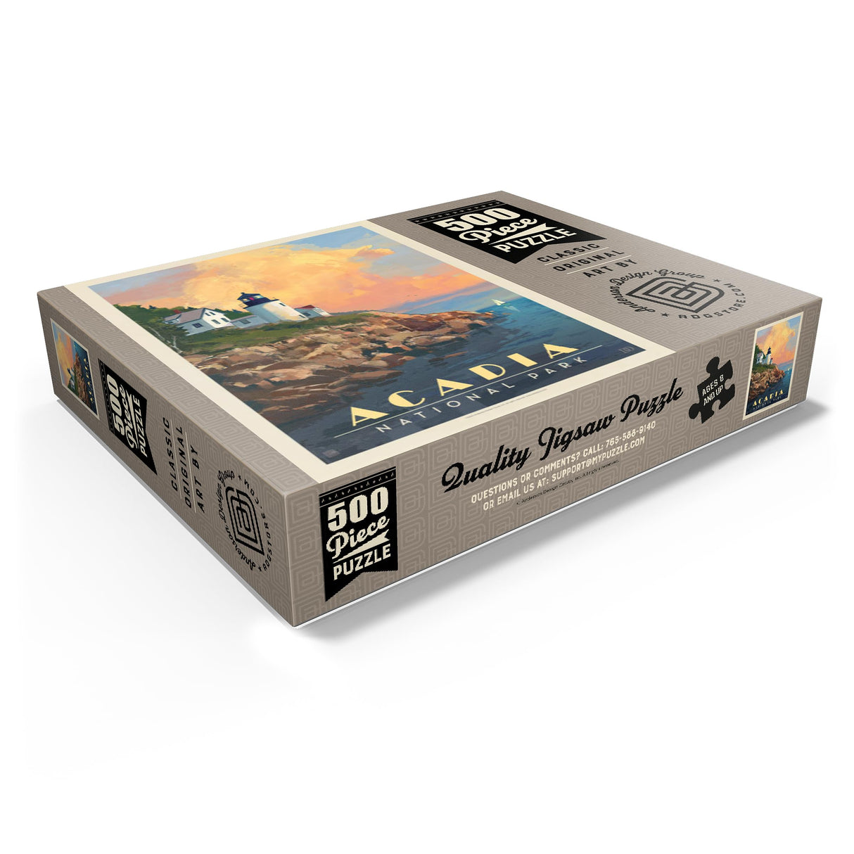 MyPuzzle Acadia National Park: Lighthouse, Vintage Poster - Premium 500 Piece Jigsaw Puzzle for Adults MyPuzzle.com