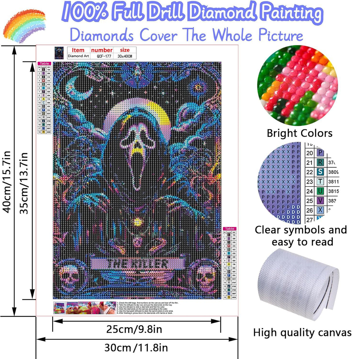 LILEIDECO Diamond Painting Kits for Adults DIY 5D Diamond Art Paint with Round Diamonds Full Drill Gem Art Skeleton Ghost Painting Kit for Home Wall Decor Gifts 12x16inch LILEIDECO