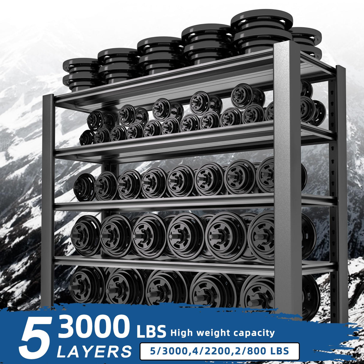 WOZBUD 76.6" H Heavy Duty Garage Shelving Unit, 60" W Adjustable Metal Storage Rack, 5-Tier Metal Shelves, 24" D Industrial Shelving for Garage, Basement, Workshop, Heavy Duty Storage Shelf.1Pack WOZBUD