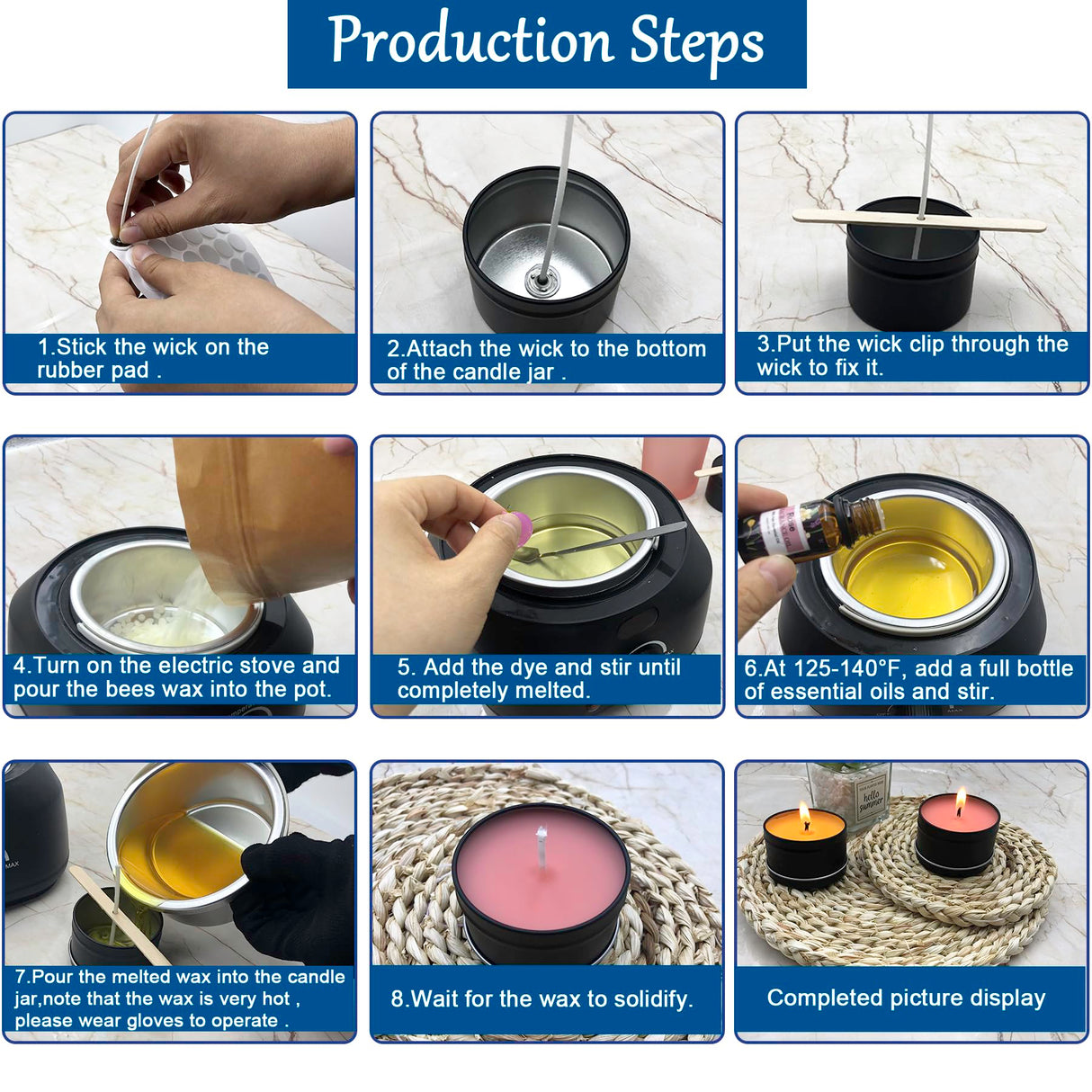 Oligar Complete Candle Making Kit, DIY Candle Making Supplies for Adults,Beginners, Including Bees Wax, Candle Wicks, Dyes, Melting Pot, Rich Scents, Spoon, Candle Jars, Rubber Pads, Decorative Label Oligar