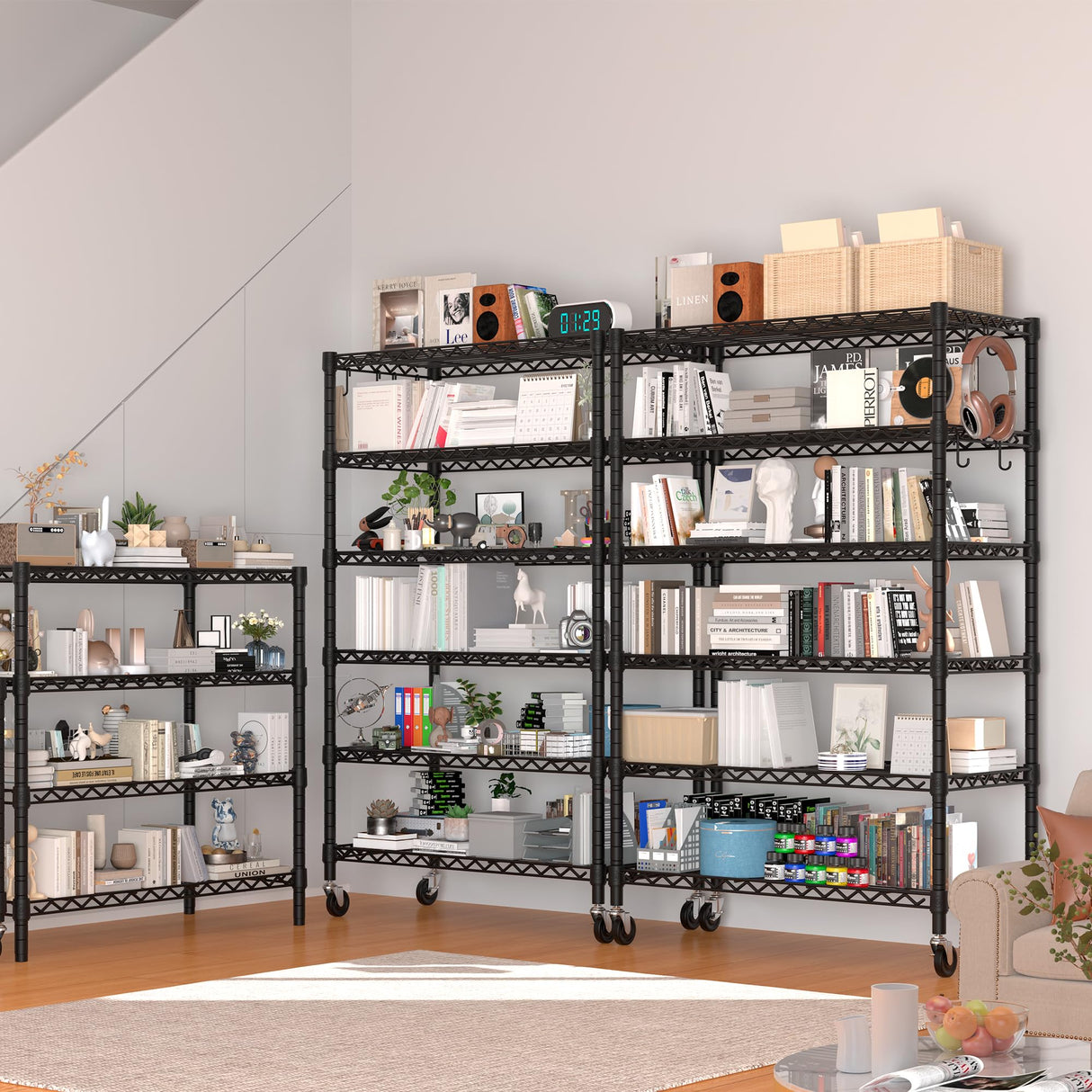 PrimeZone 6 Tier Wire Shelving with Wheels 78''H 1500lbs Storage Shelves NSF Certified Heavy Duty Steel Metal Shelf Adjustable Rolling Rack Kitchen Garage Closet Pantry Laundry 78''HX36''WX18''D 2Pcs PrimeZone