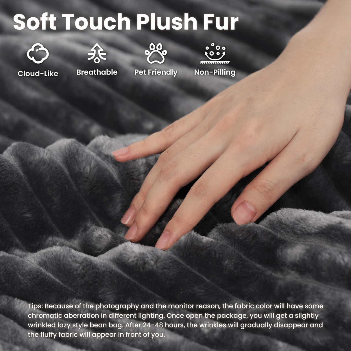 ovios 67''x48'' Chaise Lounge Chair Indoor, Upholstered Sofa Bed with 2 Throw Pillows and Armrests, Comfy Fluffy Plush Oversized Sleeper Couch for Living Room, Grey ovios