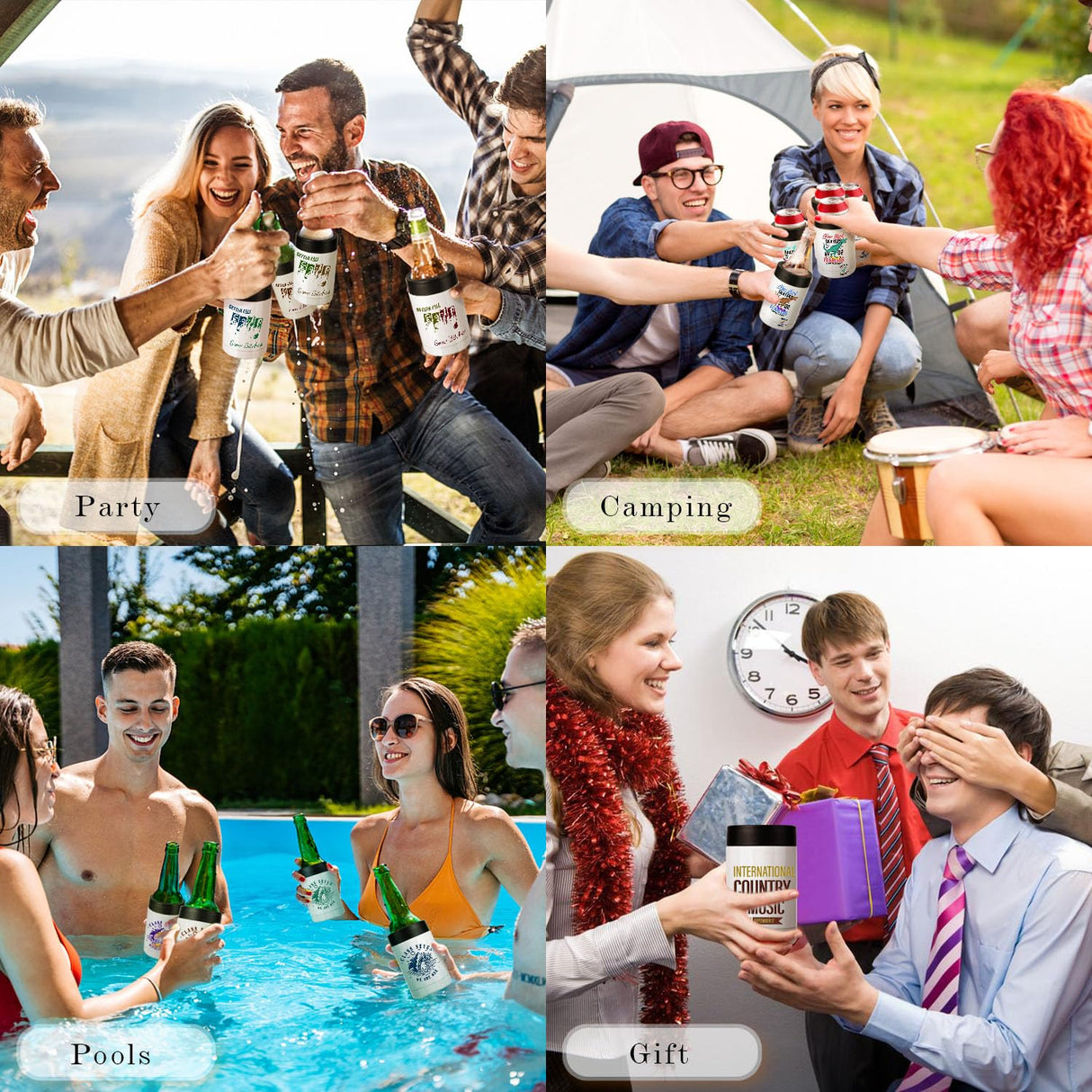 Stepstall 12oz Sublimation Can Cooler, 4 Packs Sublimation Tumbler Blank Stainless Steel Double Wall Vacuum Insulated Can Holder Sublimation Tumbler with Polymer Coating for Heat Transfer Stepstall