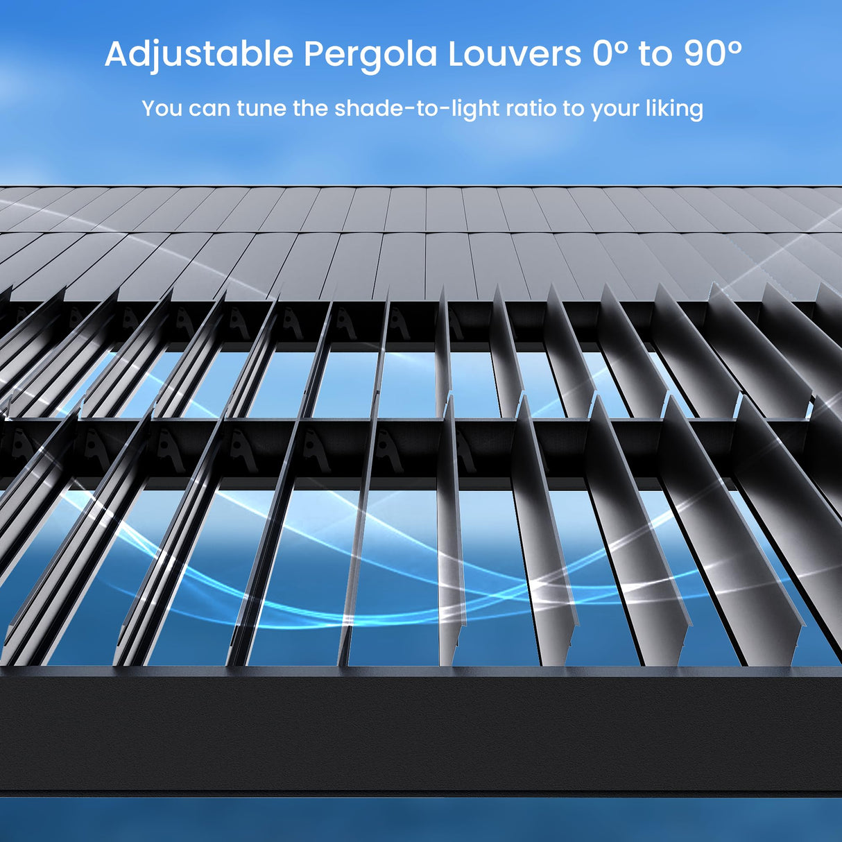 SUNBURY 10'X 20' Louvered Pergola, Aluminum Outdoor Pergola with 4 Adjustable Roof, All-Weather Use, Netting & Privacy Curtains, Waterproof Patio Shade Cover for Patio, Backyard, Lawn, Garden, Black SUNBURY