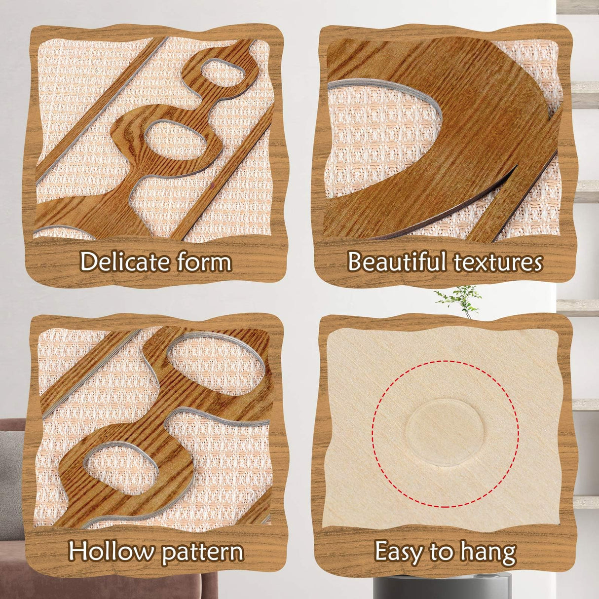 Zzbakress 2 Pcs Mid Century Wall Decor Wooden Mid Century Modern Decor Modern Art Wall Decor Abstract Wall Decor Geometric Wall Art for Home Living Room Bedroom (Style T) Zzbakress