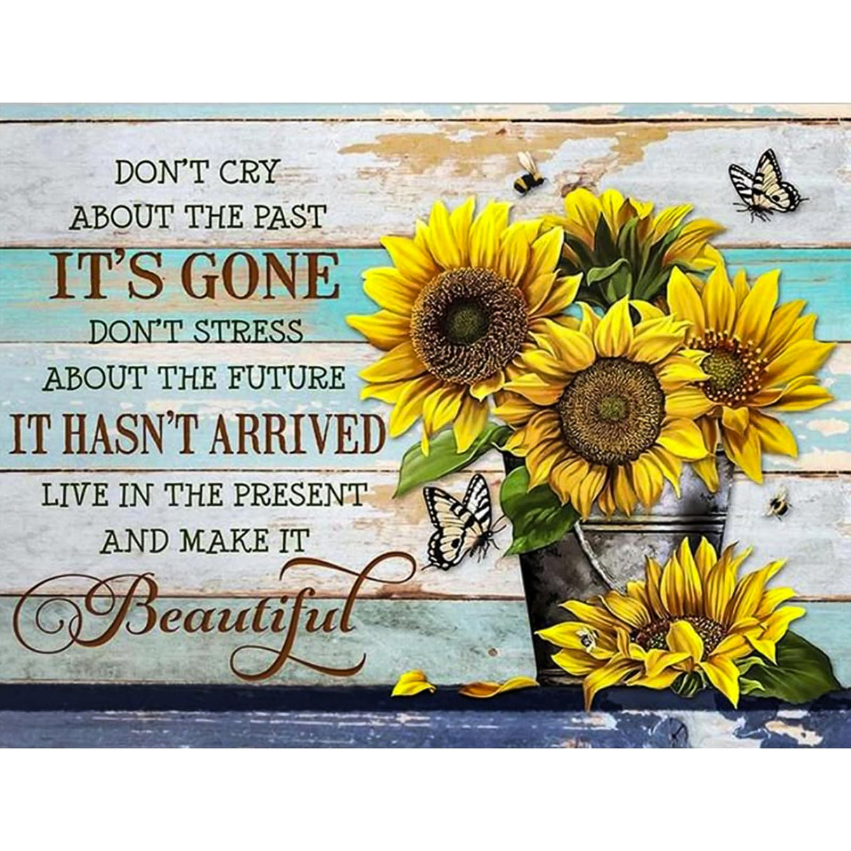Diamond Art Kits for Adults Sunflower, DIY 5D Diamond Painting Kit for Beginners Inspirational, Inspiring Quotes Full Round Drill Gem Art Dots for Adults Home Wall Decor 16X12 Inch Okarina