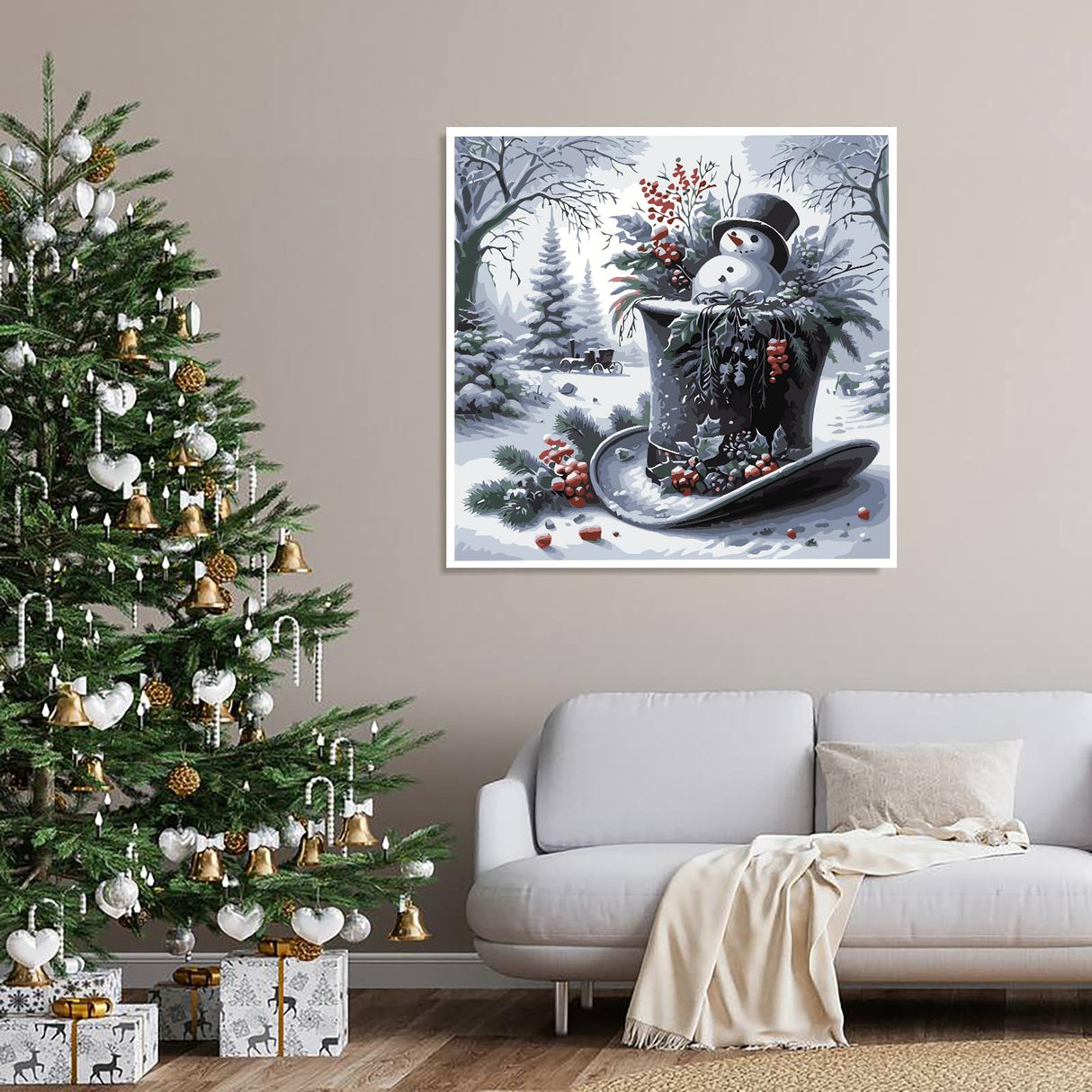 Christmas Paint by Numbers for Adult,Paint by Numbers Kit for Adults Beginners,DIY Paint by Numbers Acrylic Paint Canvas Xmas Hat Painting Kits Art,Home Wall Decor, 11.8X11.8 inch(Without Frame) APTDYIGL