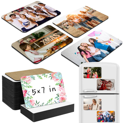 Flutesan 32 Pcs Large Sublimation Magnet Blanks Personalized Refrigerator Sublimation Blanks Include 16 Rectangle Blanks 16 Fridge Magnets for Office Kitchen Microwave Car Wall Decoration (5 x 7 Inch)