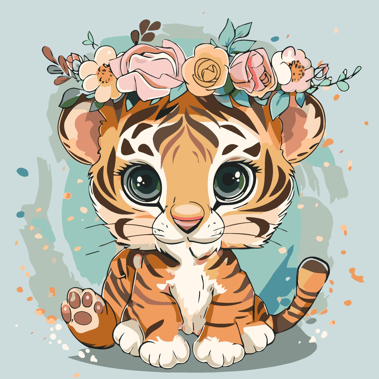 Tiger Flower Paint by Numbers Kit for Adults Beginner,DIY Easy Adult Paint by Numbers Tiger Flower, Without Frame Home Wall Decor 16 x 16 in Acelii