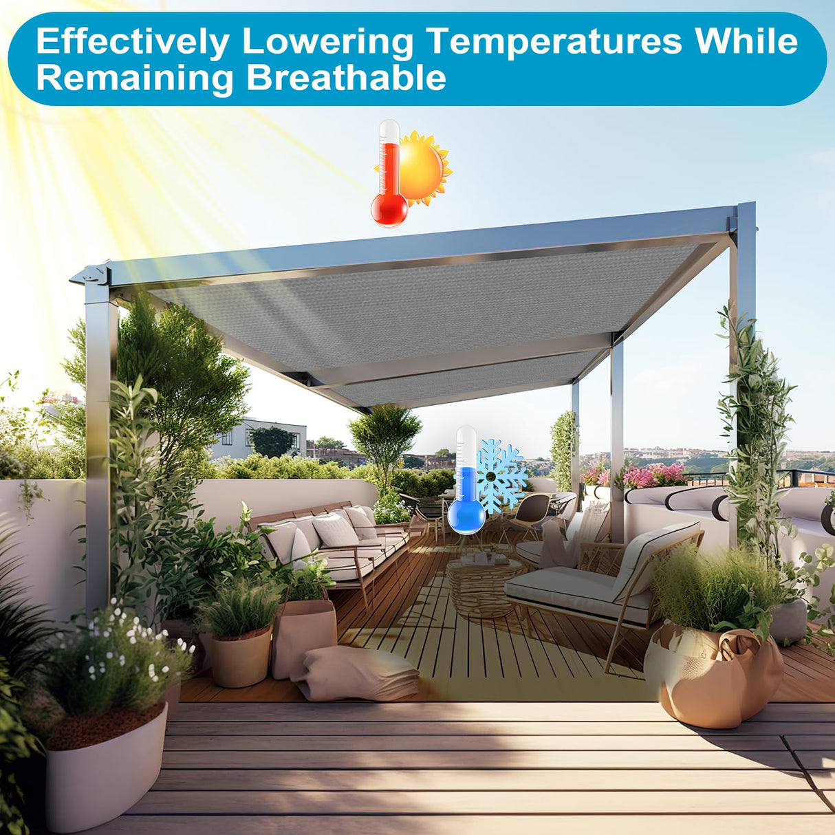 Artpuch Pergola Shade Cover with Grommets 8x10 FT 90% UV Block Outdoor Sun Shade Cloth Privacy Screen for Patio (Customized Available) Light Grey Artpuch