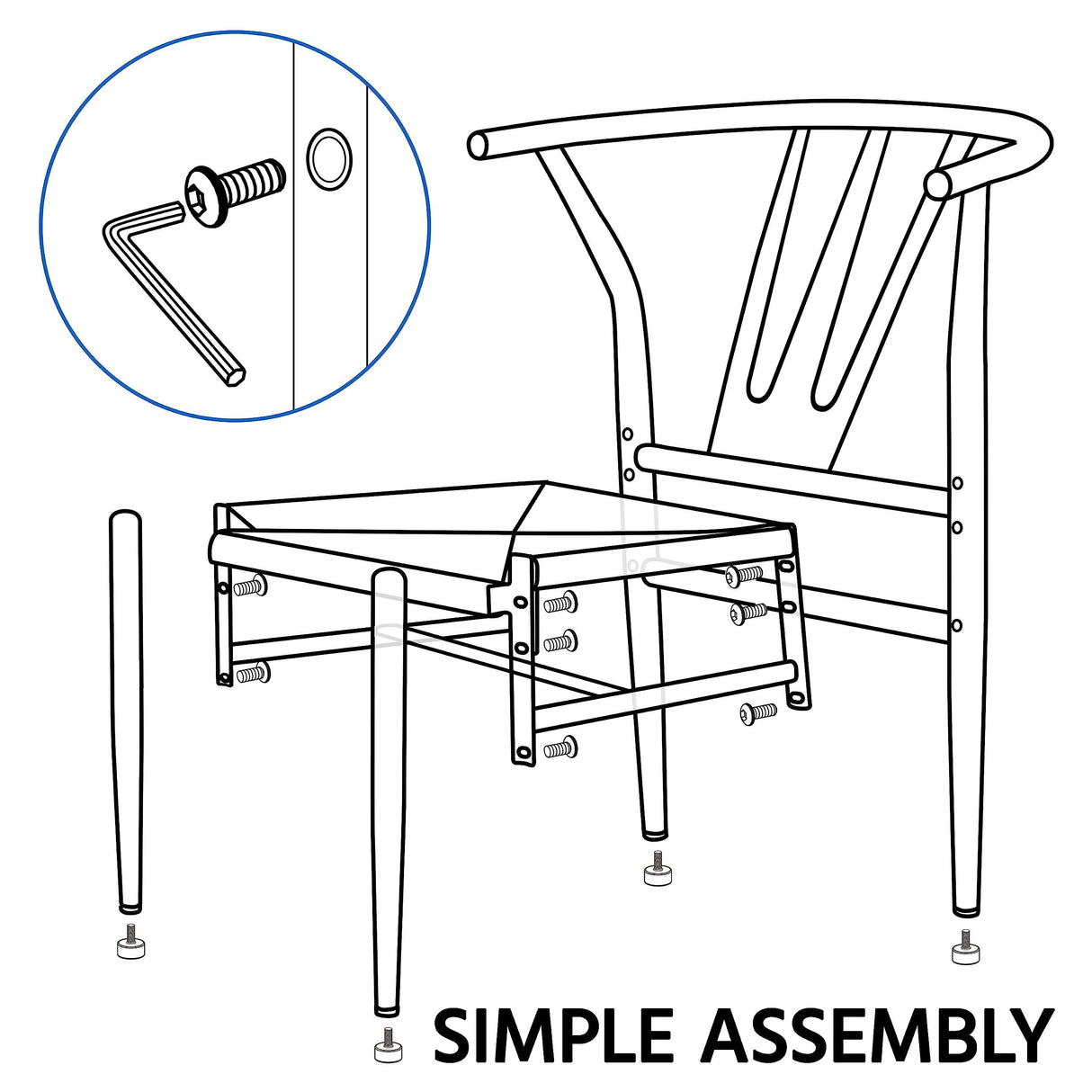 Yaheetech Leather Dining Chair 4pcs Mid-Century Modern Dining Chair with Backrest PU leather Seat Solid Metal Arm Chairs Black,Set of 4 Yaheetech