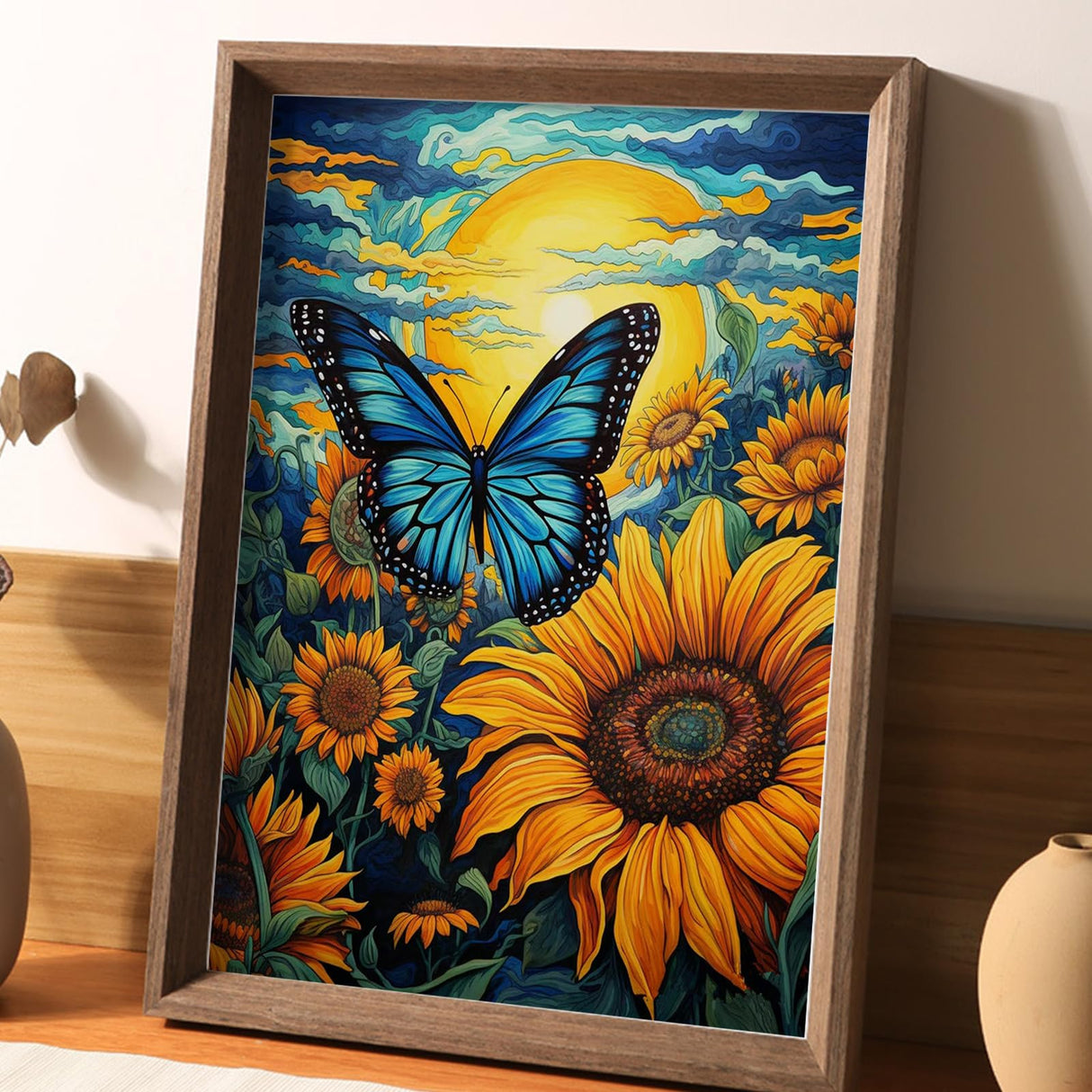 Maripabon 5D Sunflowers Diamond Art Painting Kits for Adults Butterfly DIY Round Diamond Art Kits Animals Flowers Picture Art for Home Wall Decor,11.8x15.7 inch (Style A) Maripabon
