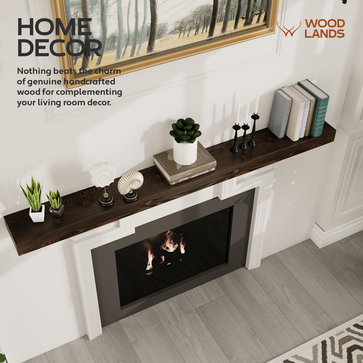 Woodlands-USA 72 Floating Fireplace Mantel Wood Shelf, Handcrafted Mantels For Over Fireplace, 72 Inches Farmhouse Wall Mounted Mantle Shelf, Wooden Fireplace Mantel Shelves, 72 Inch Rustic Brown X8X3 WOODLANDS USA