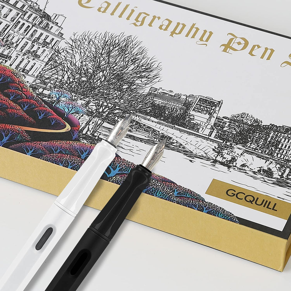 GC QUILL Calligraphy Fountain Pen Set- 7 with Different Nibs and 40 Ink Cartridges for Beginners- MU-09 GC QUILL