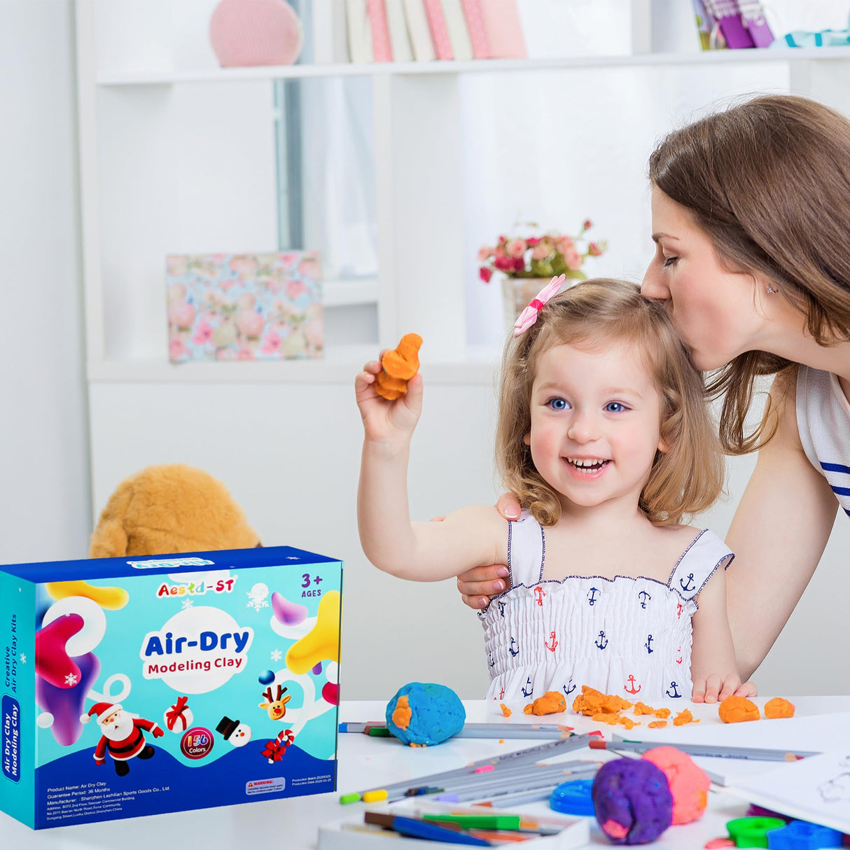 Air Dry Clay 156 Colors, Modeling Clay for Kids, Model Magic Clay, DIY Molding Clay Kit with Sculpting Tools, Soft and Non-Sticky, Arts and Crafts Gift for Boys Girls Kids Aestd-ST