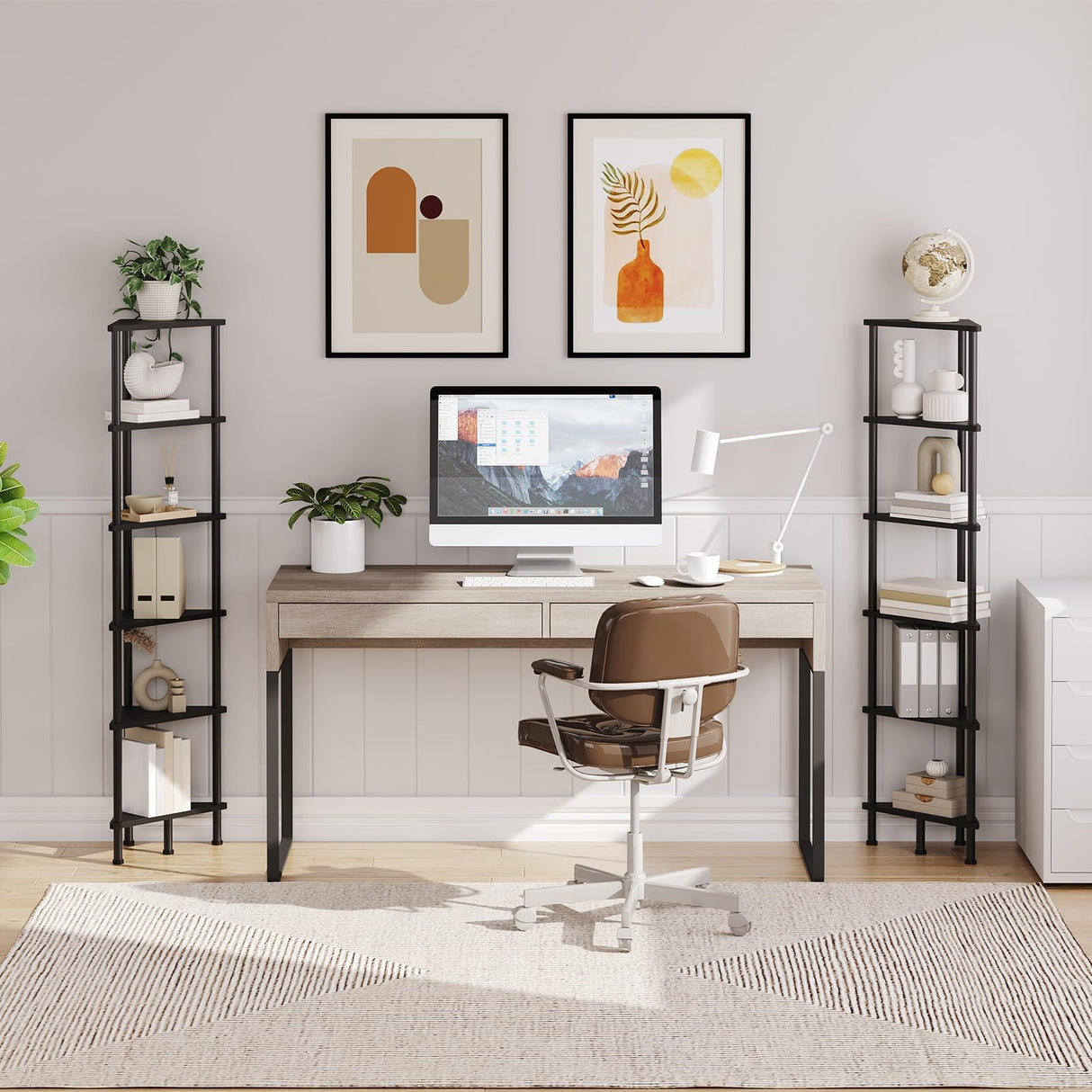 HOOBRO Industrial 6-Tier Corner Shelf – Stylish Black Wall Bookshelf for Small Spaces HOOBRO